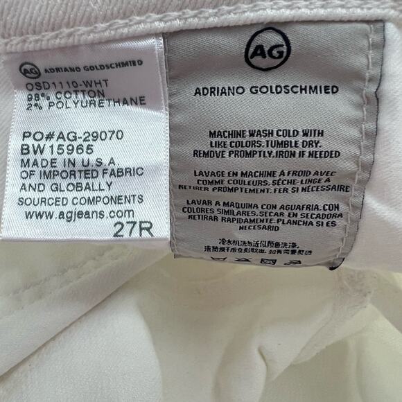 AG Adriano Goldschmied The Stilt Cigarette Leg White Jeans Women's Size 27R - Picture 6 of 6